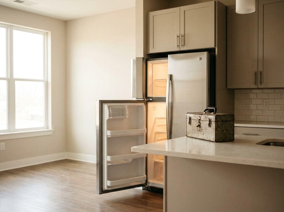 Dead fridge, one trip: Brand, model, and photos gathered from the tenant so the tech arrives ready to fix it.